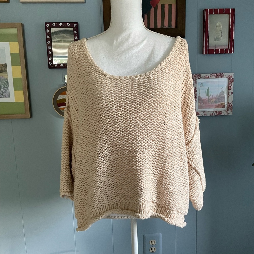 Free People Cream Knit Sweater